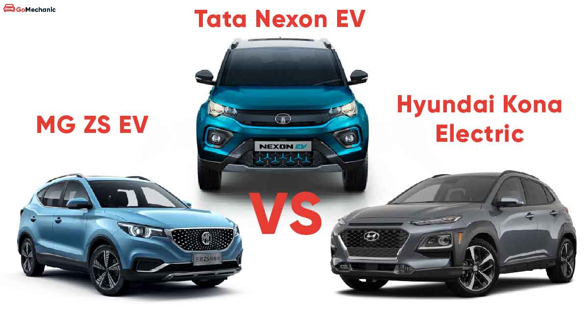 MG ZS EV vs Tata Nexon EV vs Hyundai Kona