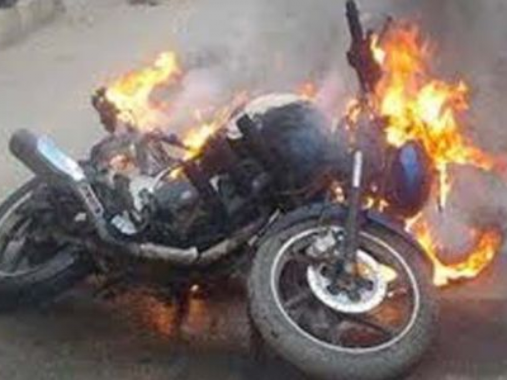 Man Sets Bike On Fire Because Of New Motor Act