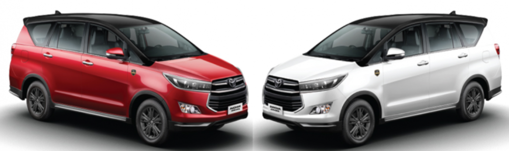 Toyota Innova Red with Attitude Black | White Pearl Crystal Shine with Attitude Black