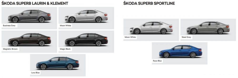 Skoda Superb Facelift Colours