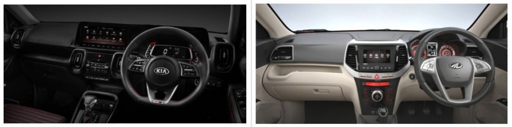 Kia Sonet vs Mahindra XUV300 Interior Dashboard