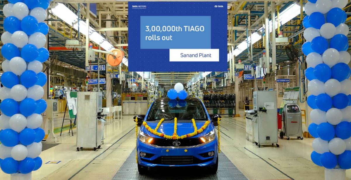 Tata Motors Rolls out 3,00,000th Tata Tiago from it's Sanand Plant