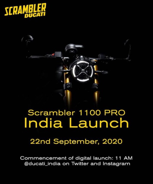 Ducati Scrambler 1100 Pro to launch in India on September 22nd