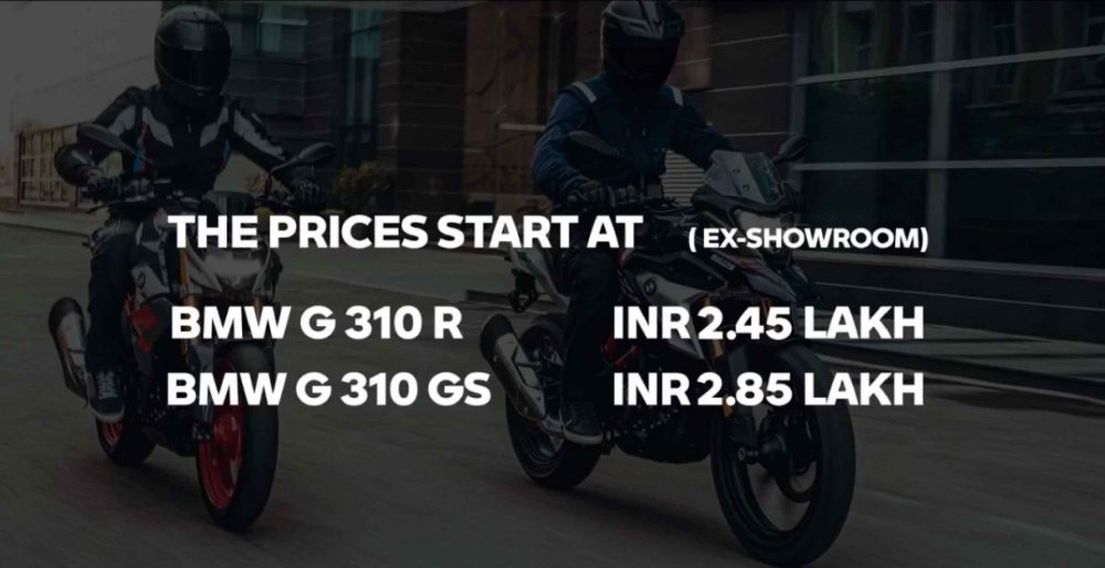 BMW G310R and G310 GS Pricing