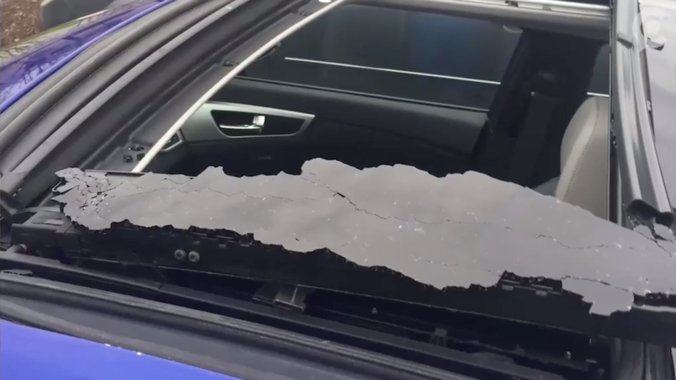 Sunroof after being shattered