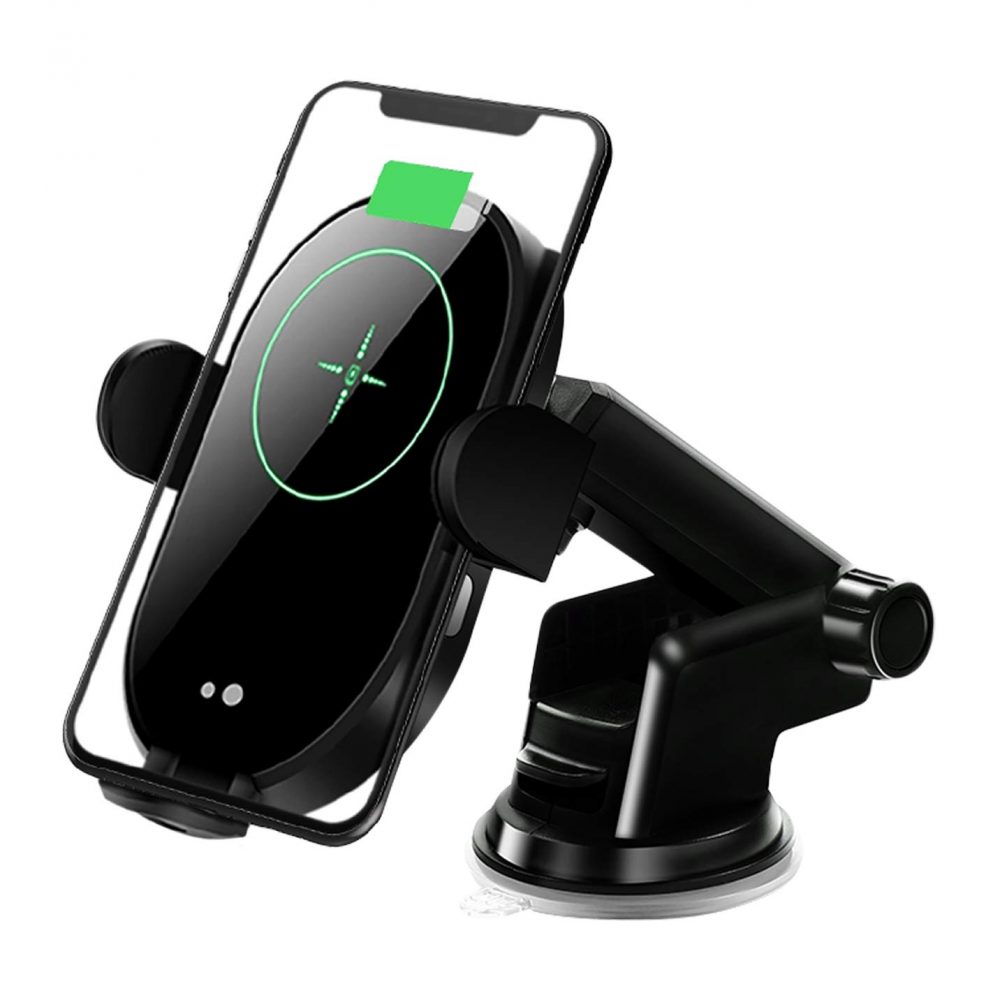 Phone holder with wireless charging